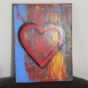 Heart‎ Of Hope Abstract Layering Canvas Painting By Alejandro Rojas Salazar 2022